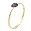 Rack Plating Brass Micro Pave Cubic Zirconia Heart Hinged Bangles for Women BJEW-R317-01A-G-1