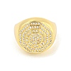 Rack Plating Octagon Brass Micro Pave Clear Cubic Zirconia Cuff Finger Rings RJEW-C103-04G-2