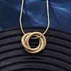 304 Stainless Steel Triple Circles Pendant Necklaces for Women NJEW-Z044-14G-2