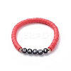 5Pcs 5 Color Handmade Polymer Clay Disc Surfer Stretch Bracelets Set BJEW-JB08800-2