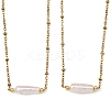 Natural Baroque Keshi Pearl Column Pendant 304 Stainless Steel Satellite Chain Necklaces NJEW-JN06338-01-2