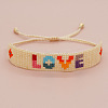 Bohemia LOVE & Rhombus Glass Seed Bead Braided Bead Bracelets CX8298-1-1