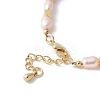 Brass & Natural Pearl and Dyed Hot Pink Imperial Jasper Round Beaded Bracelet Making KK-F892-22G-3