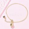 Brass Micro Pave Cubic Zirconia Charm Bracelets for Women BJEW-C083-11G-2