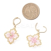 Handmade Glass Seed Beads Flower Leverback Earrings EJEW-MZ00578-03-4