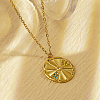 Elegant Stainless Steel Rhinestone Flat Round Orange Pendant Necklaces for Women GR8517-1-1