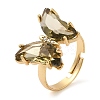 Adjustable Brass Glass Finger Rings RJEW-P148-A01-08-3