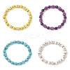 4Pcs 4 Colors Halloween Dyed Synthetic Turquoise Skull & Round Beaded Stretch Bracelet Sets for Men Women BJEW-JB12255-2