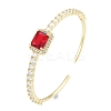 Cubic Zirconia Rectangle Open Cuff Bangle BJEW-G651-05G-05-3