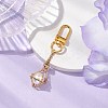 Brass Macrame Chain Pouch Round Shell Pearl Holder Pendant Decorations HJEW-JM02048-01-2
