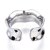 Clear Cubic Zirconia Wave Open Cuff Ring with Enamel RJEW-N039-03P-3