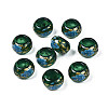Flower Printed Transparent Acrylic Rondelle Beads TACR-S160-01-C02-1