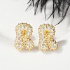 Brass Micro Pave Cubic Zirconia Stud Earrings EJEW-Z091-04G-R-5