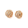 Hollowed Brass Micro Pave Clear Cubic Zirconia European Beads KK-B100-006G-1