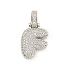 Brass Micro Pave Clear Cubic Zirconia Pendants KK-B099-01P-F-1