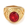 Oval 304 Stainless Steel Glass Finger Rings RJEW-D083-14G-02-2