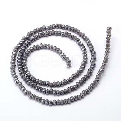 Faceted Rondelle Full Rainbow Plated Electroplate Glass Beads Strands X-EGLA-M004-2mm-A02-1