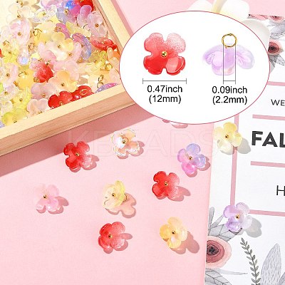 80Pcs 8 Colors Gradient Color Glass Pendants PALLOY-CJ00067-1