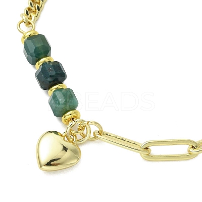 Brass Heart Charm Bracelets BJEW-JB13611-1