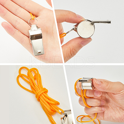 12Pcs 2 Styles Alloy with Stainless Steel Whistle with Rope NJEW-CN0001-10-1