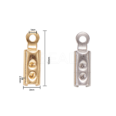 100Pcs 2 Colors 304 Stainless Steel Folding Crimp Ends STAS-CJ0001-161-1