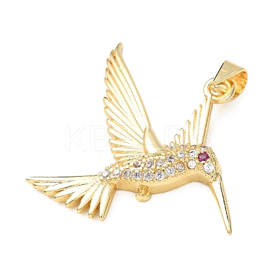 Rack Plating Brass Micro Pave Cubic Zirconia Pendants X-KK-E072-23G-1