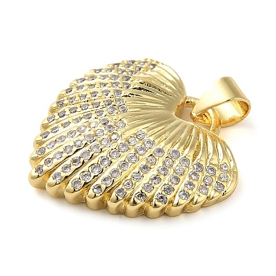 Rack Plating Brass Micro Pave Clear Cubic Zirconia Pendants KK-C047-12G-1