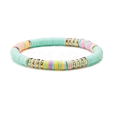 Synthetic Hematite & Polymer Clay Heishi Beads Stretch Bracelets Set BJEW-JB07381-1