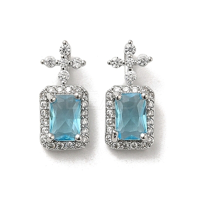 Brass Micro Pave Cubic Zirconia and Glass Pendants KK-H455-20P-1
