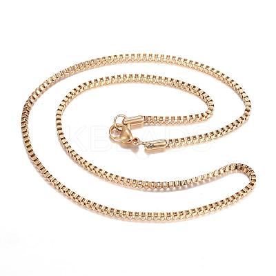 Ion Plating(IP) 304 Stainless Steel Box Chain Necklaces STAS-O053-27G-1