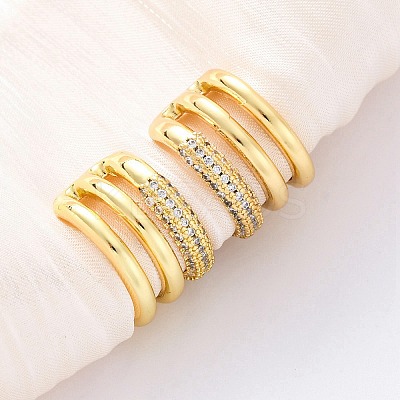 Brass Micro Pave Clear Cubic Zirconia Cuff Earrings EJEW-H158-23G-1