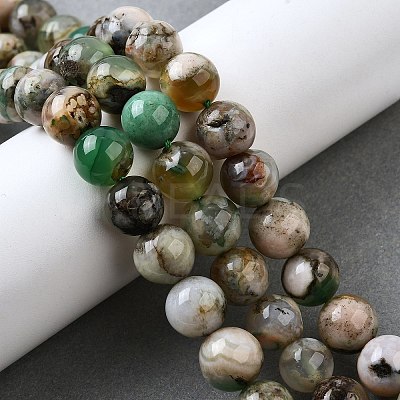 Natural Green Cherry Blossom Agate Beads Strands G-NH0061-A01-10mm-1