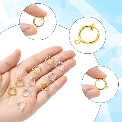 12Pcs 2 Colors Brass Clip-on Hoop Earring Findings KK-FS0001-48-1