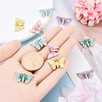 10Pcs 5 Colors Rack Plating Alloy Enamel Pendants ENAM-YW0004-75-1