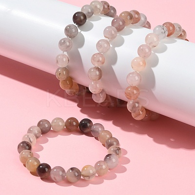 10MM Natural Quartz Round Beaded Stretch Bracelets for Women BJEW-G756-02A-1