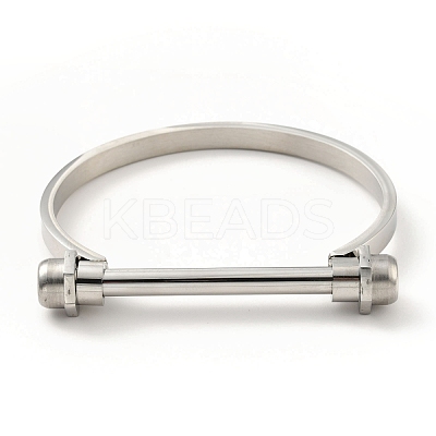 Non-Tarnish 304 Stainless Steel D Shape Bar Screw Bangle BJEW-G636-05A-P-1