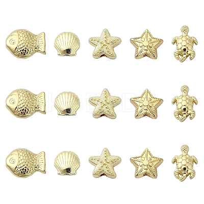 15Pcs 5 Styles Rack Plating Alloy Beads FIND-YW0006-09-1
