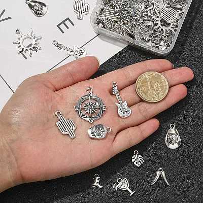 100Pcs 10 Styles Tibetan Style Alloy Pendants TIBEP-CJ0001-96-1