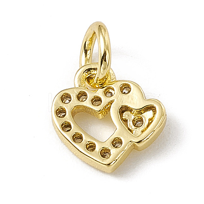 Brass Micro Pave Clear Cubic Zirconia Charms ZIRC-F132-97G-1