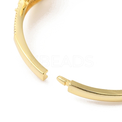 Colorful Cubic Zirconia Hollow Out Teardrop Hinged Bangle BJEW-L681-006G-1