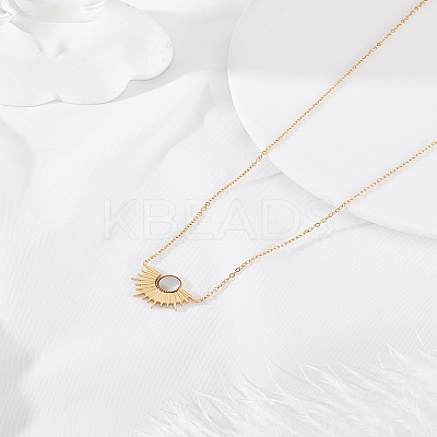 1Pc Sunset Stainless Steel Resin Pendant Necklaces NJEW-LP0009-51-1