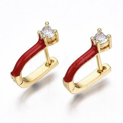 Brass Micro Pave Clear Cubic Zirconia Huggie Hoop Earrings EJEW-T014-31G-NF-1