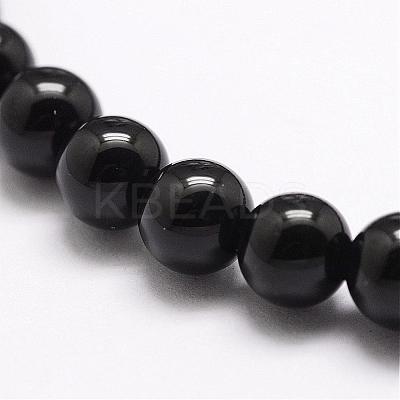 Natural Black Onyx Beads Strands G-A163-05-6mm-1