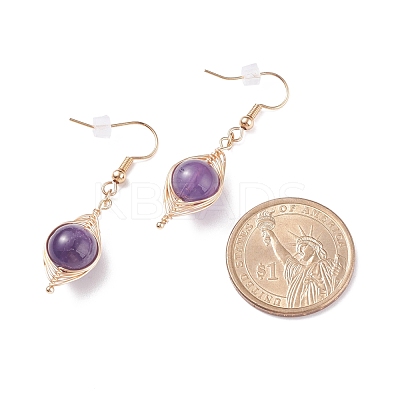 Natural Amethyst Braided Dangle Earring EJEW-JE04845-01-1