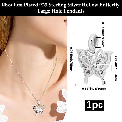 1Pc Rhodium Plated 925 Sterling Silver European Dangle Charms STER-BBC0008-18-1