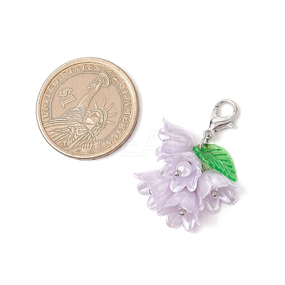 7Pcs Flower ABS Plastic Imitation Pearl & Acrylic Pendant Decorations HJEW-JM02882-1