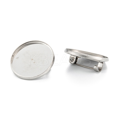 Tarnish Resistant 304 Stainless Steel Brooch Cabochon Settings STAS-G250-04P-B-1