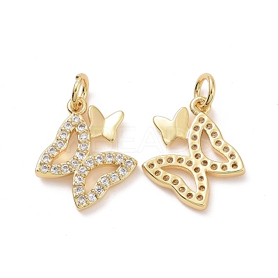 Brass Micro Pave Clear Cubic Zirconia Charms ZIRC-F134-15G-1