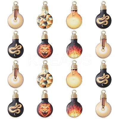 30Pcs 6 Styles Printed Alloy Enamel Pendants ENAM-CJ0005-11-1