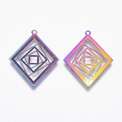 Ion Plating(IP) 304 Stainless Steel Filigree Pendants LS-STAS-T057-04-1